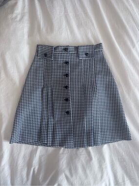 Vintage Navy & White Houndstooth Mini Skirt